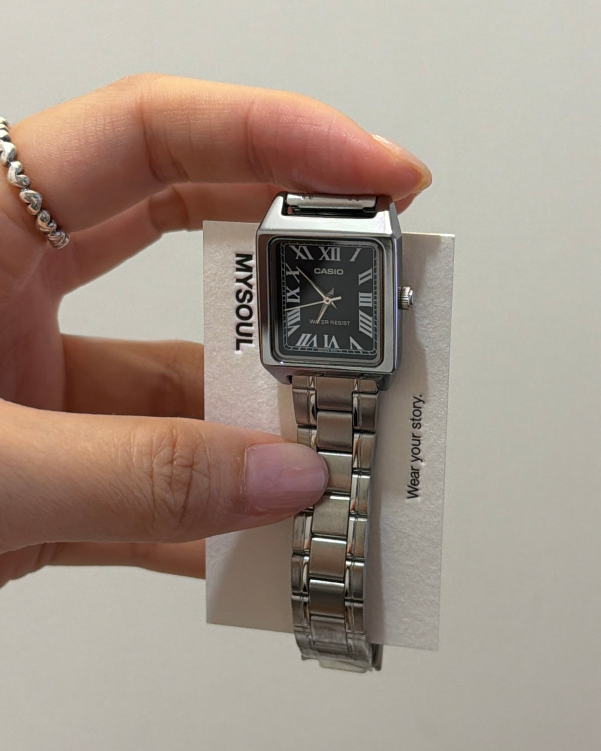 CASIO Classic Roman Numeral Square Steel Watch