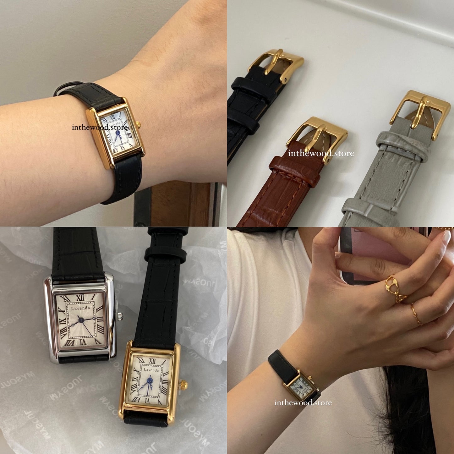 Mini Roma Square Watch-Gold