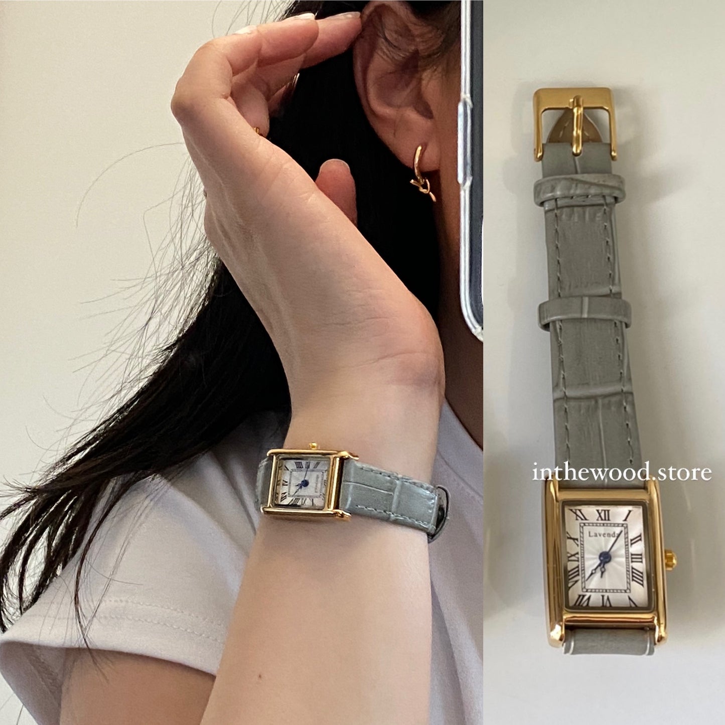 Mini Roma Square Watch-Gold