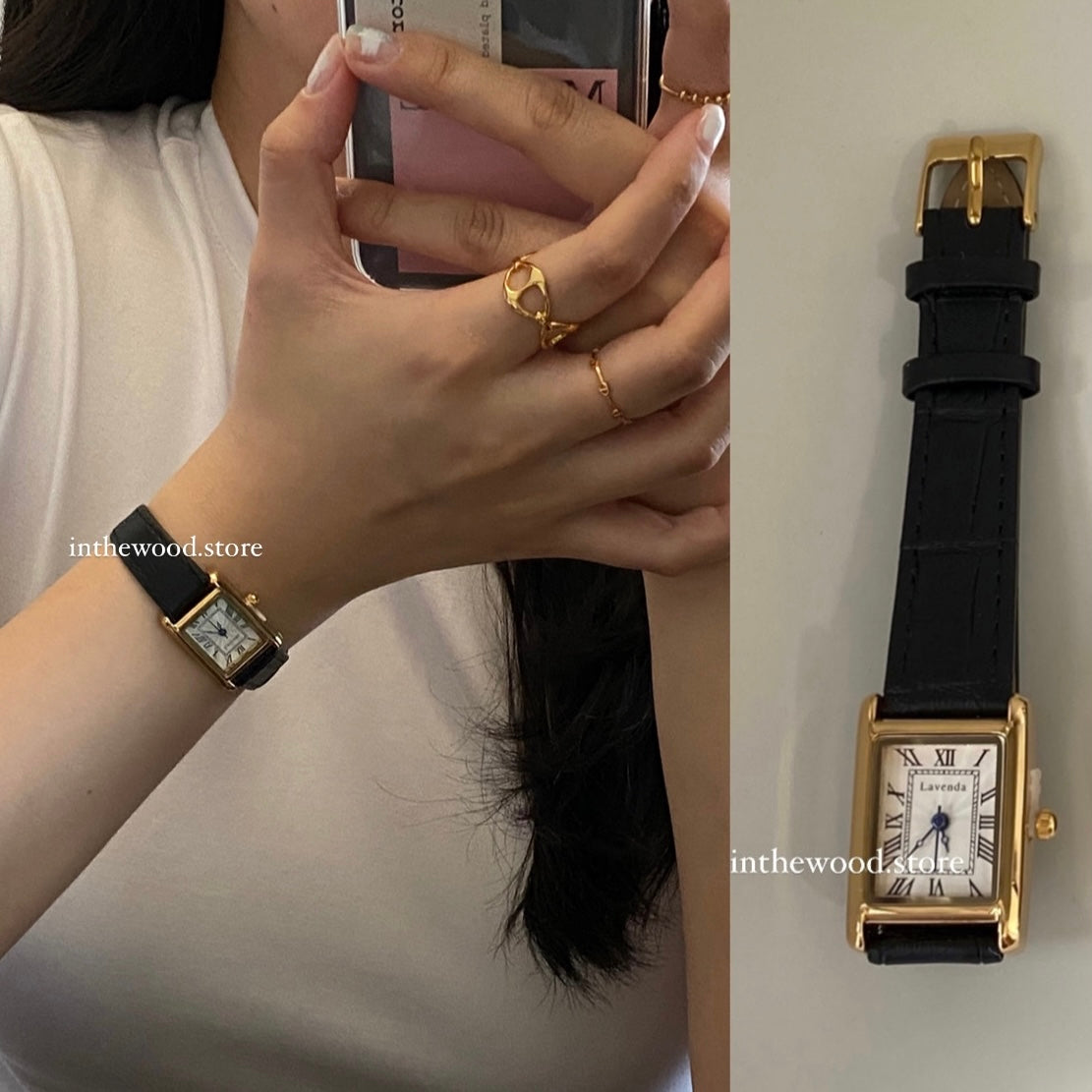 Mini Roma Square Watch-Gold