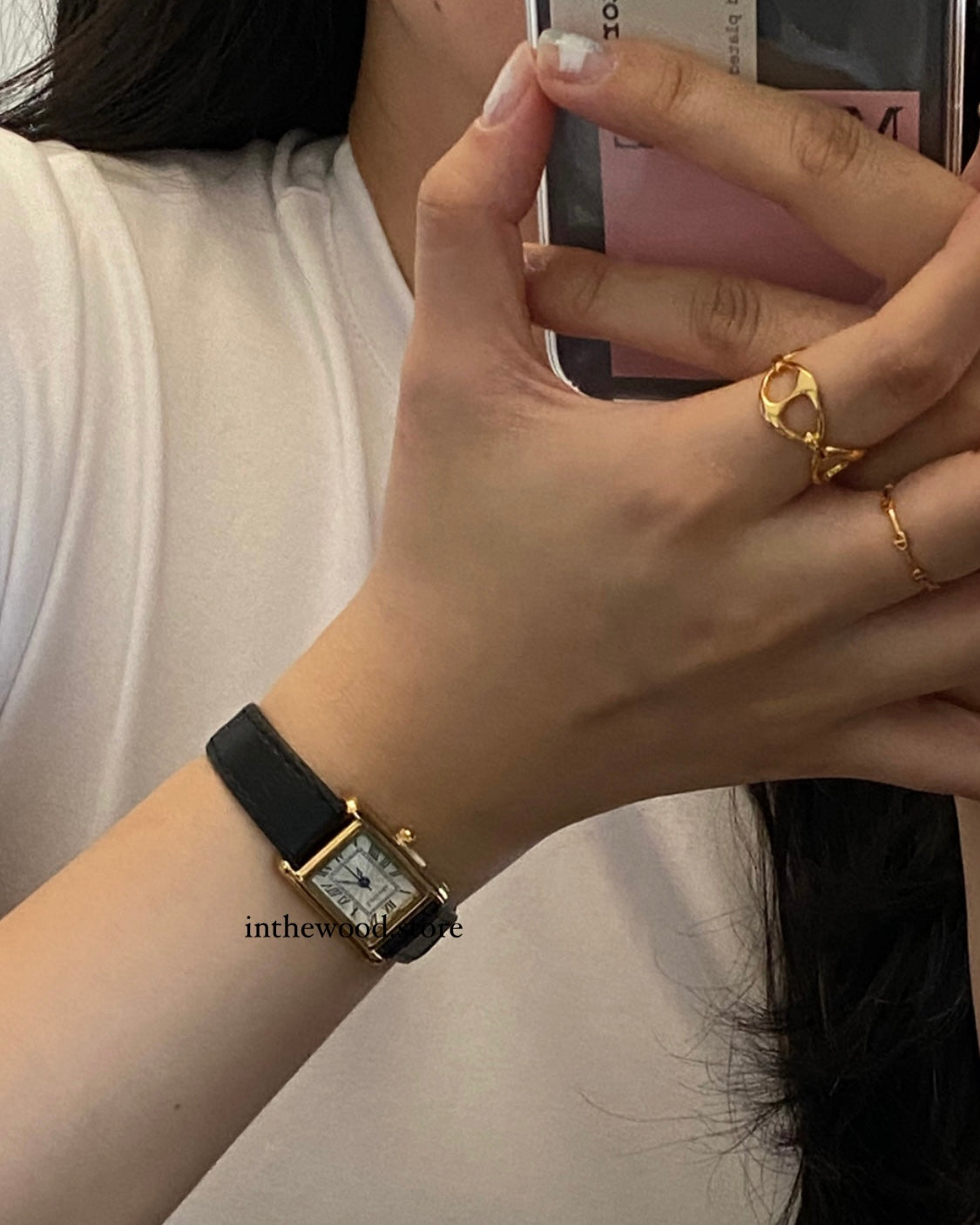 Mini Roma Square Watch-Gold