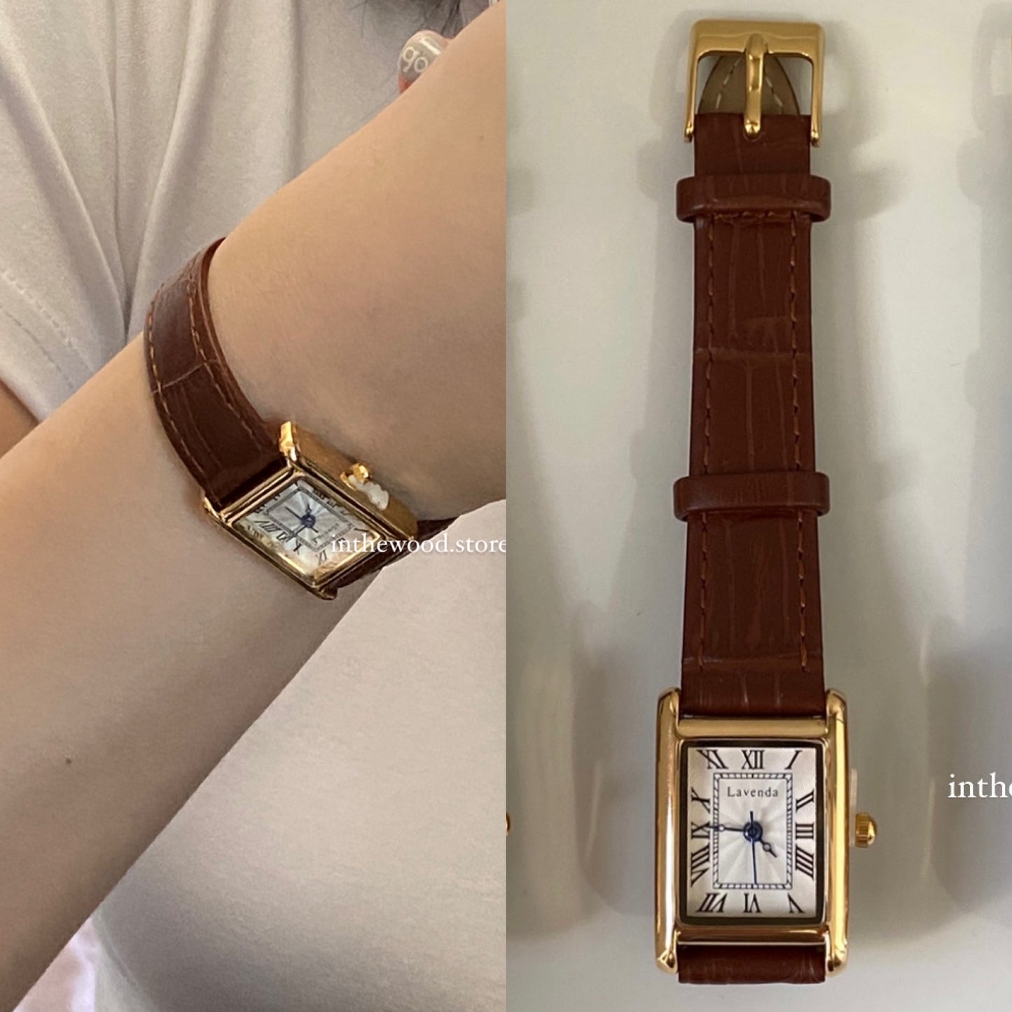 Mini Roma Square Watch-Gold