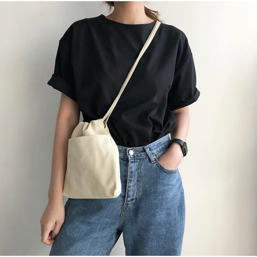 Korean handmade genuine cowhide rope bag