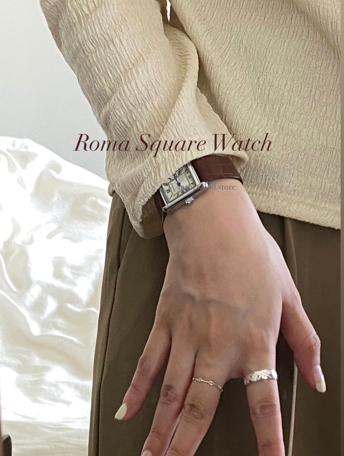 Roma Square Watch #1 – Silver Brown