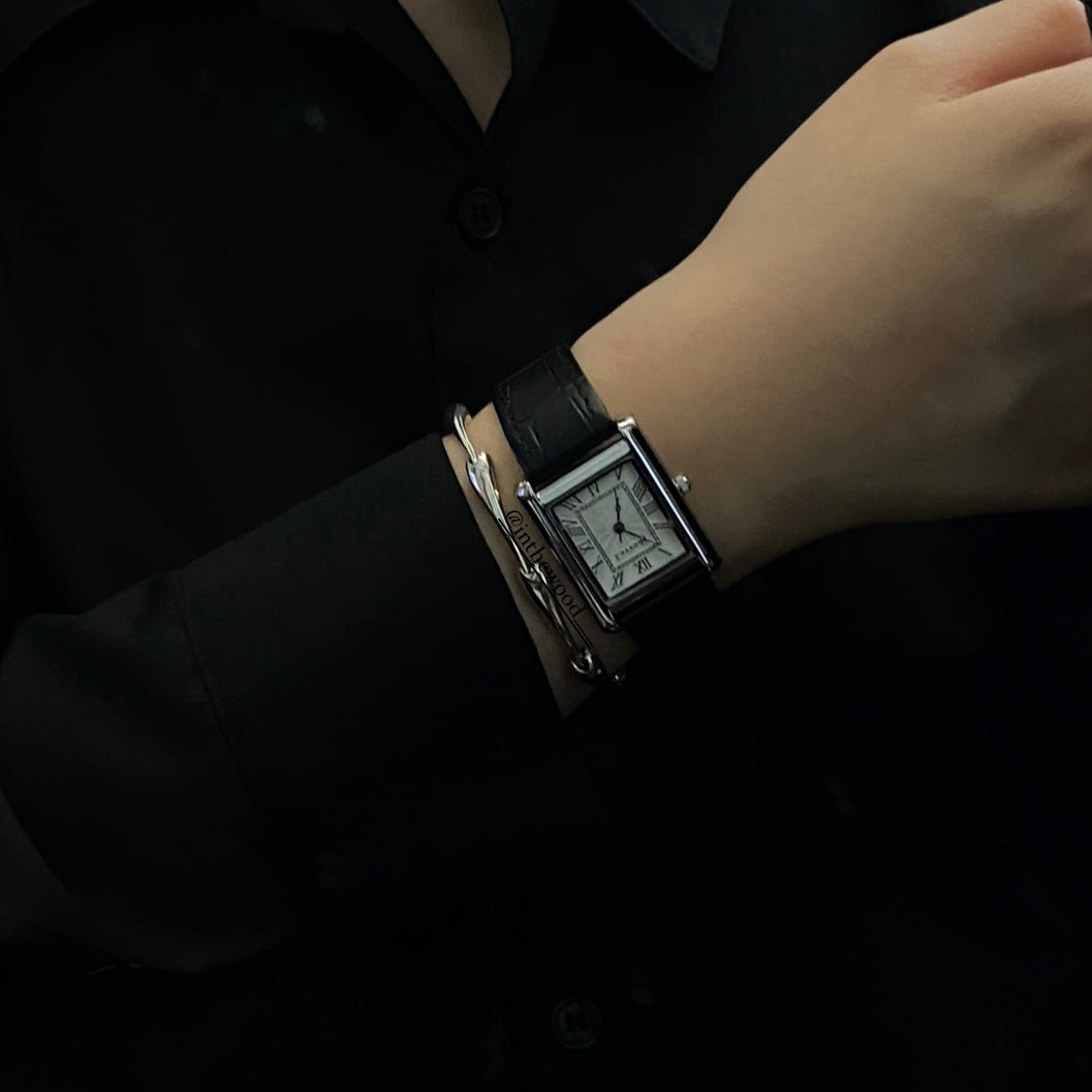 Roma Square Watch #1 - Silver Black & Grey