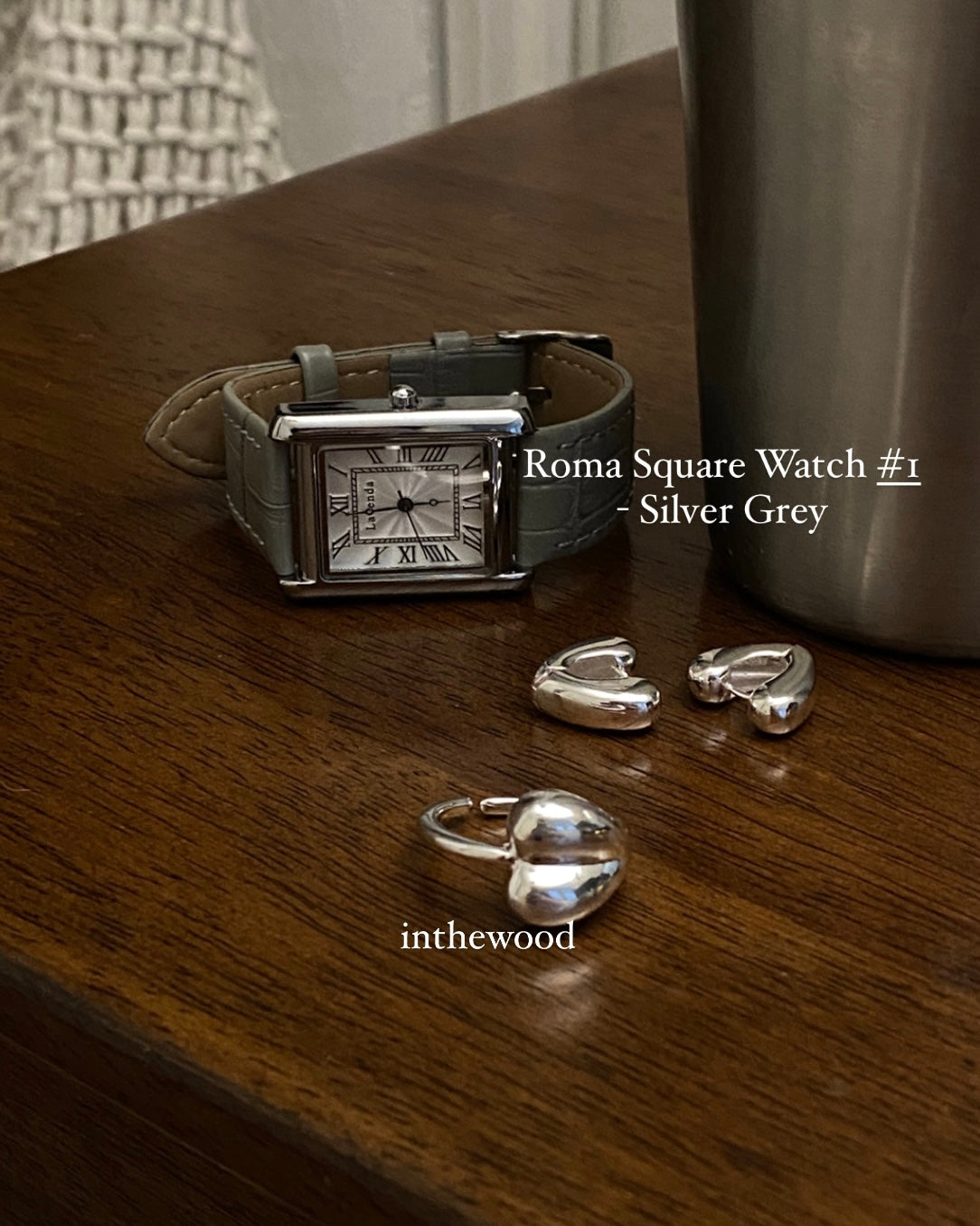Roma Square Watch #1 - Silver Black & Grey