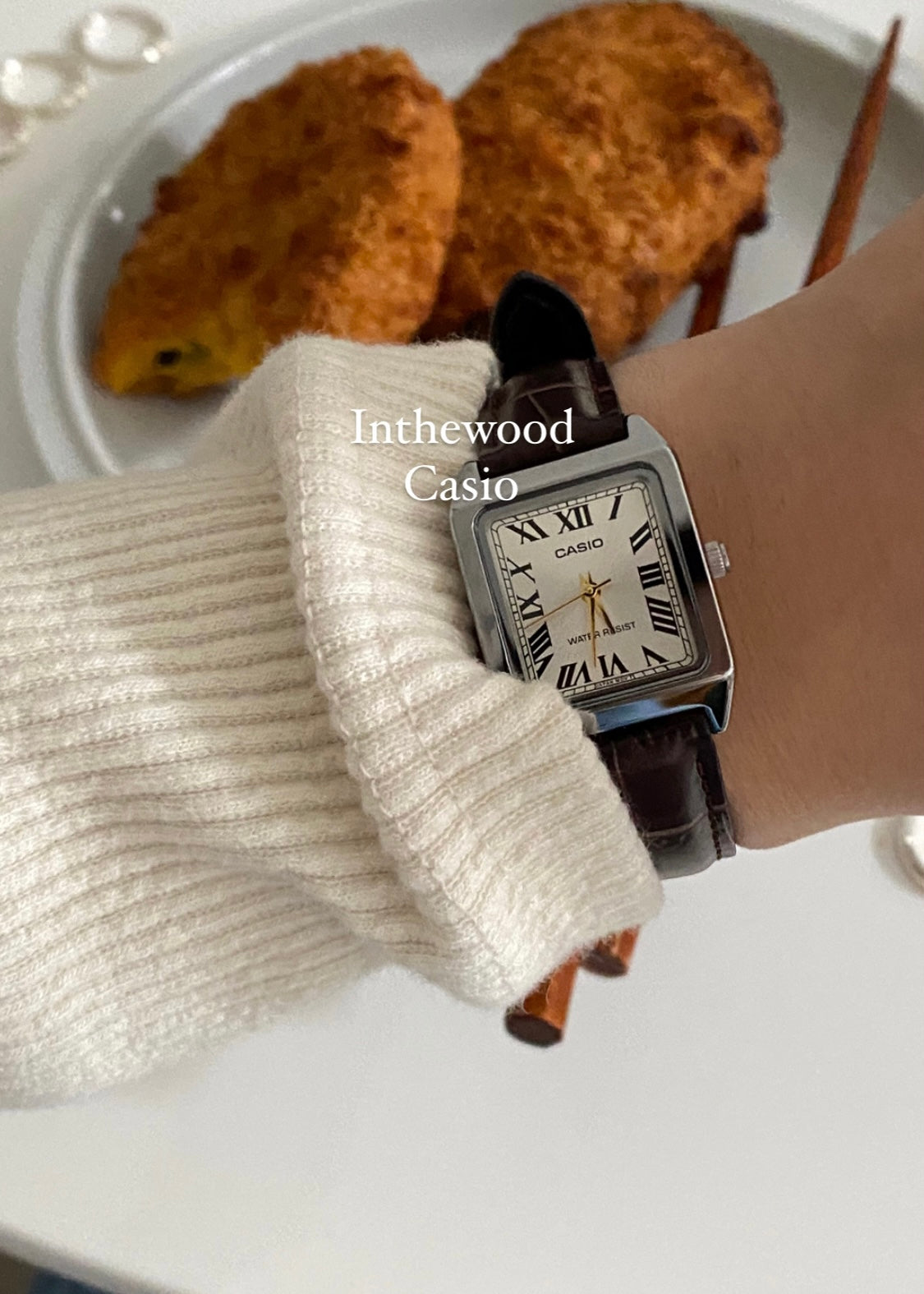 Casio Watch#5 Roman Numeral Dial Brown Strap