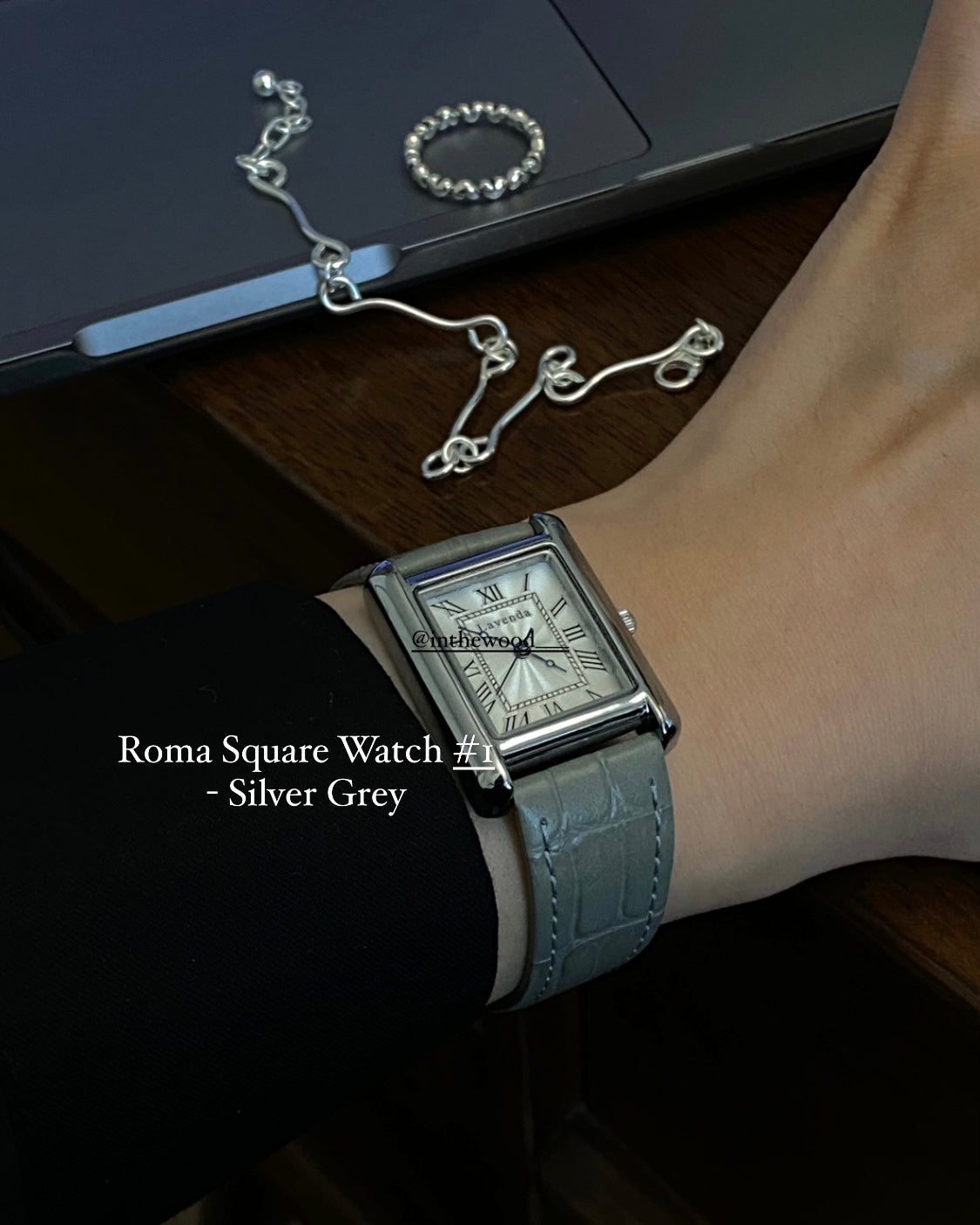 Roma Square Watch #1 - Silver Black & Grey