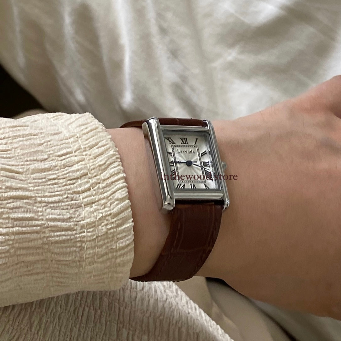 Roma Square Watch #1 – Silver Brown