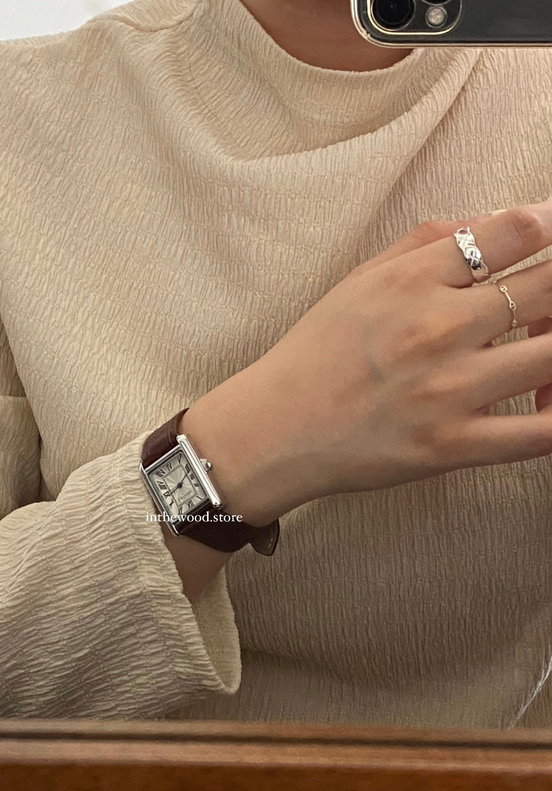 Roma Square Watch #1 – Silver Brown