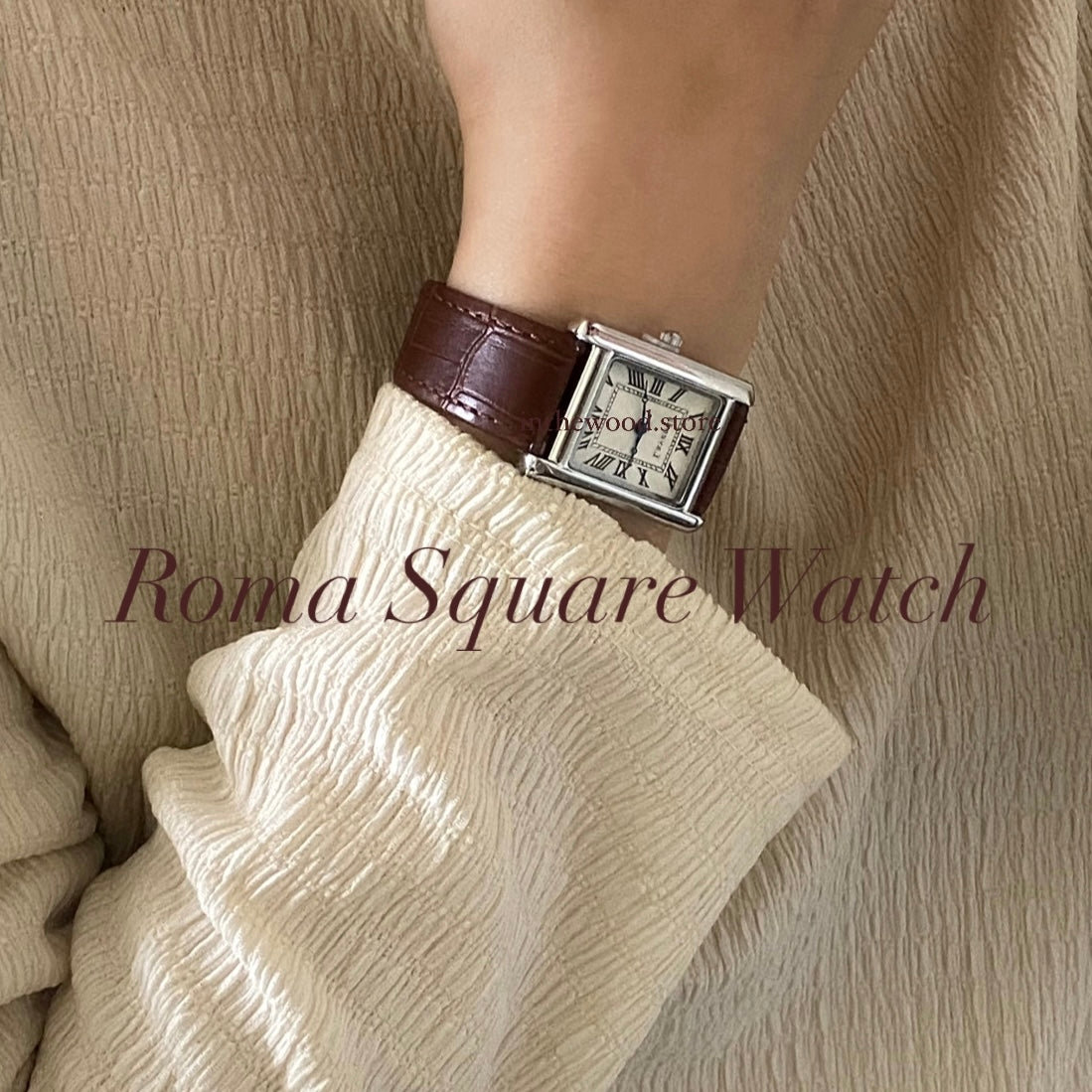 Roma Square Watch #1 – Silver Brown