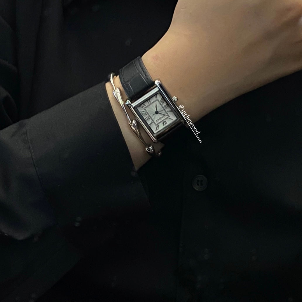 Roma Square Watch #1 - Silver Black & Grey