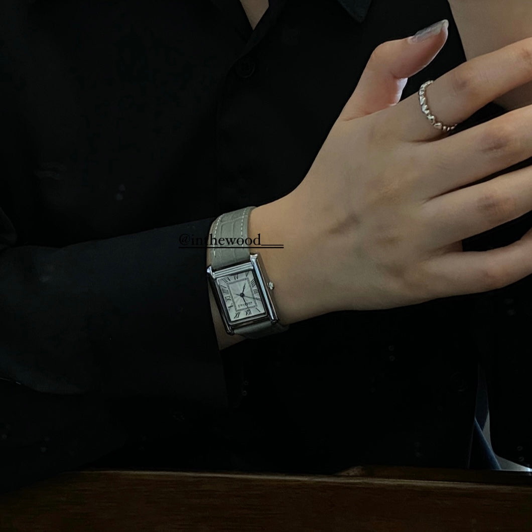 Roma Square Watch #1 - Silver Black & Grey