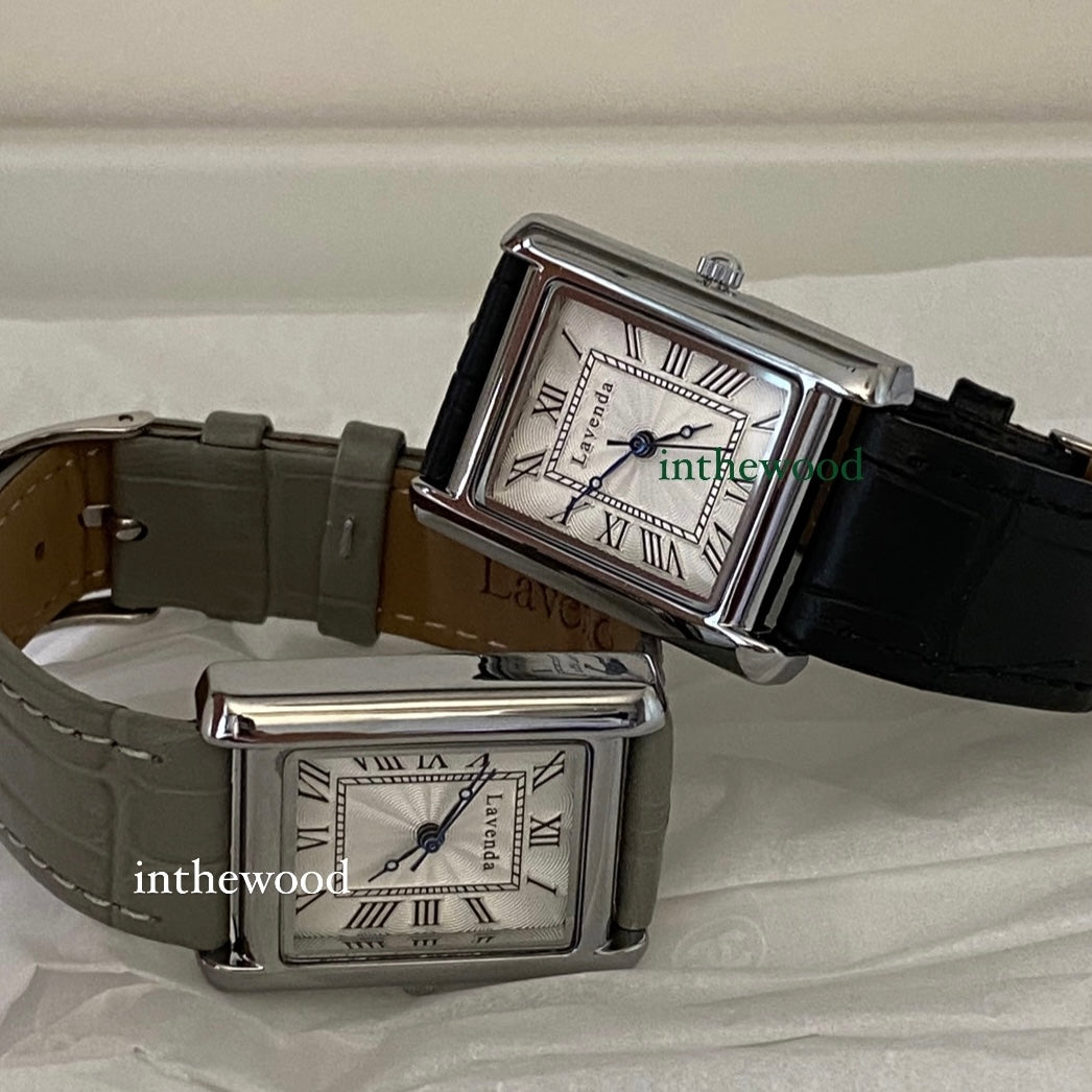 Roma Square Watch #1 - Silver Black & Grey