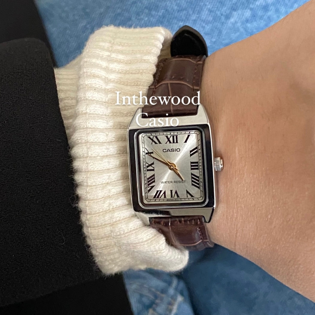 Casio Watch#5 Roman Numeral Dial Brown Strap
