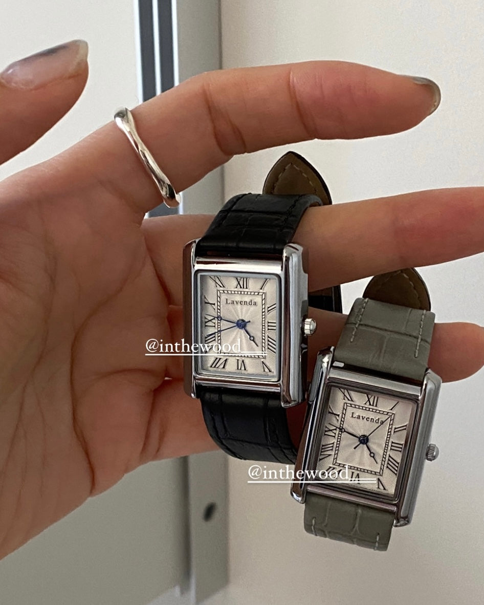 Roma Square Watch #1 - Silver Black & Grey