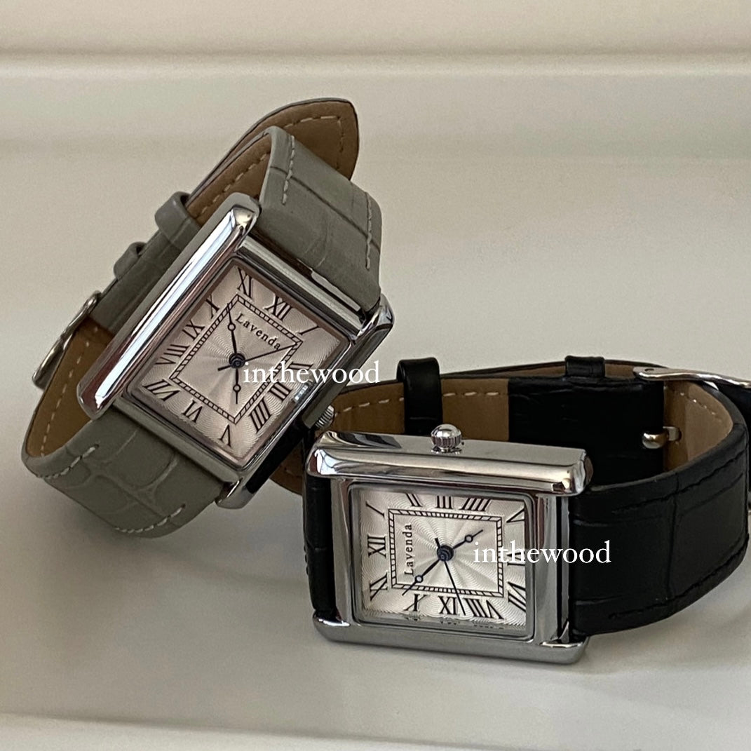Roma Square Watch #1 - Silver Black & Grey