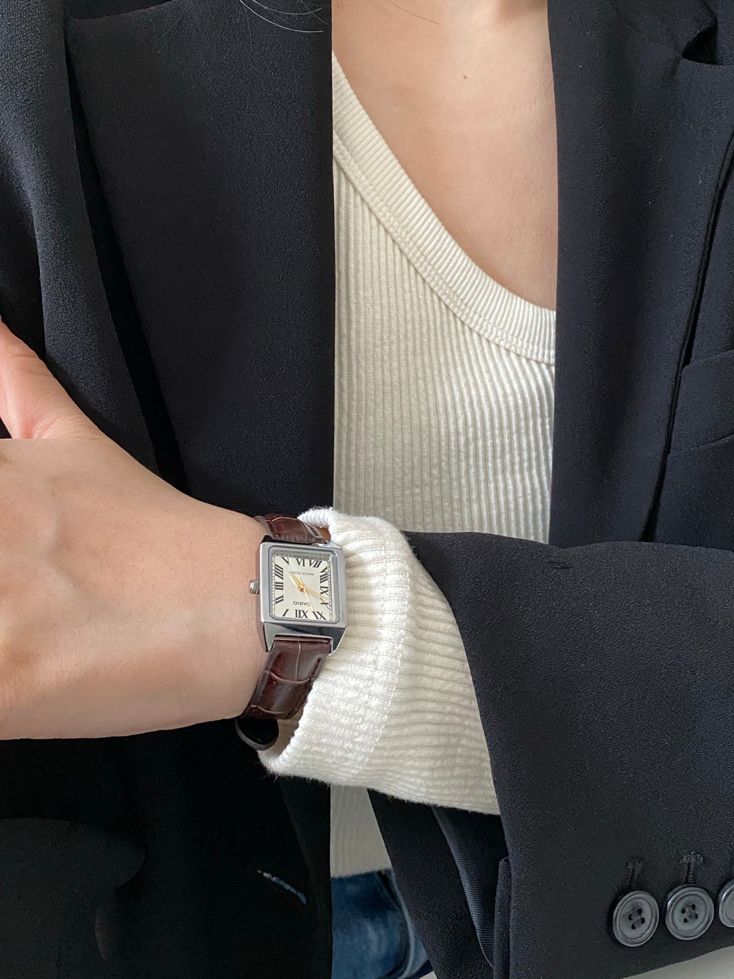 Casio Watch#5 Roman Numeral Dial Brown Strap