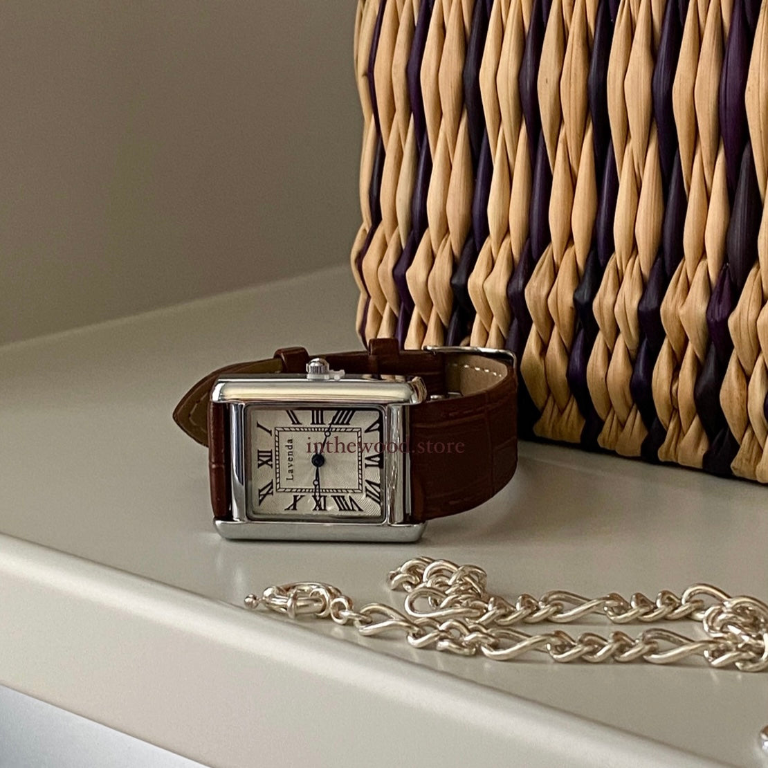 Roma Square Watch #1 – Silver Brown