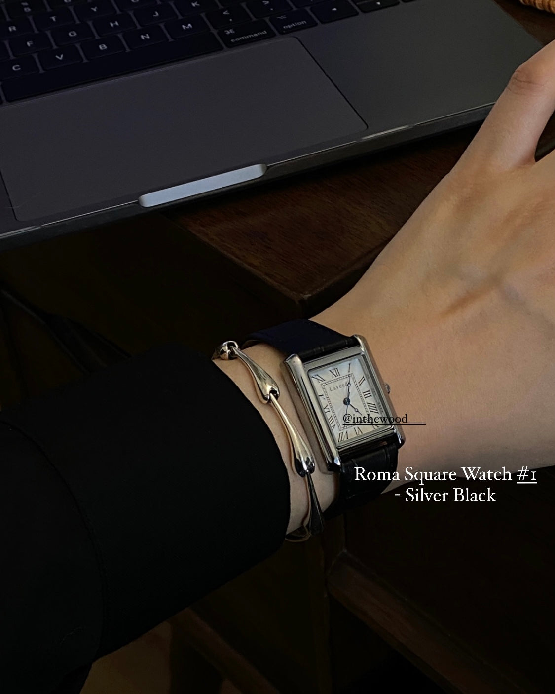 Roma Square Watch #1 - Silver Black & Grey