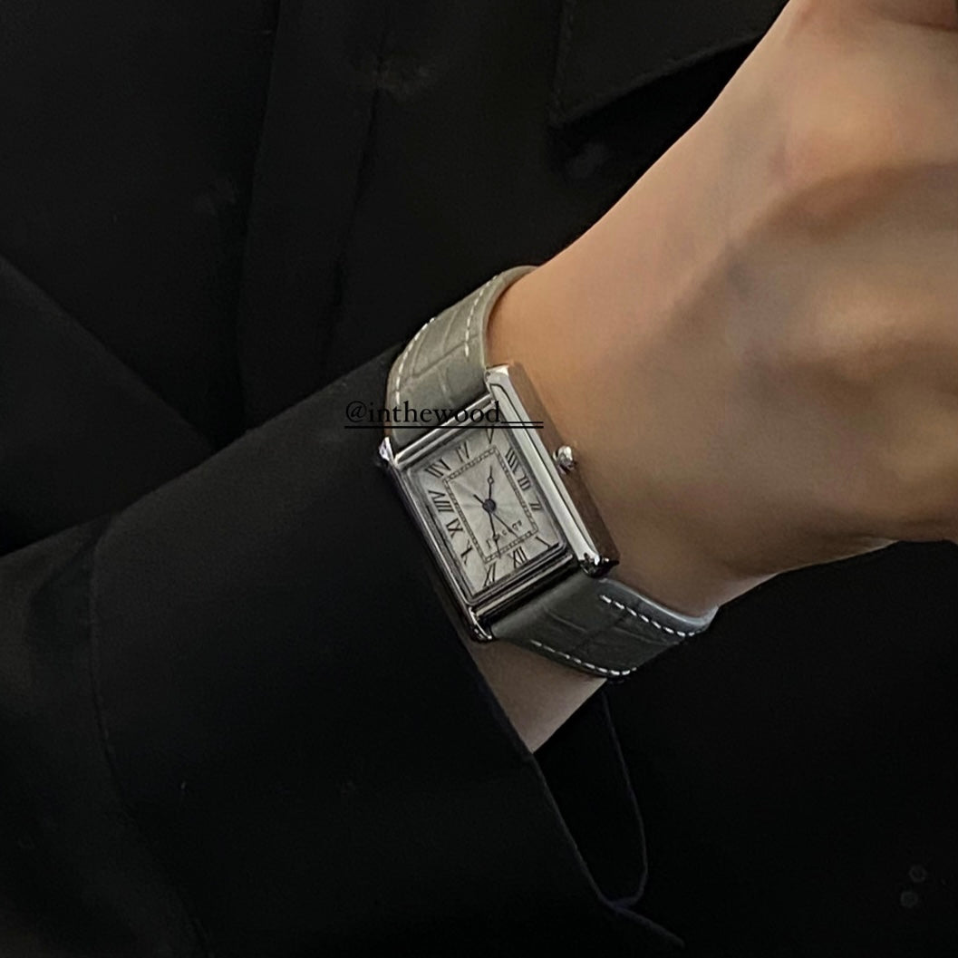 Roma Square Watch #1 - Silver Black & Grey