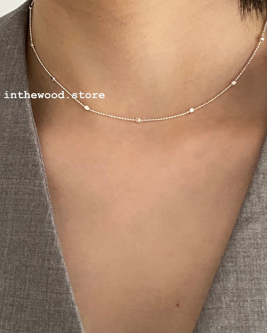 [925silver] Square Dot Necklace