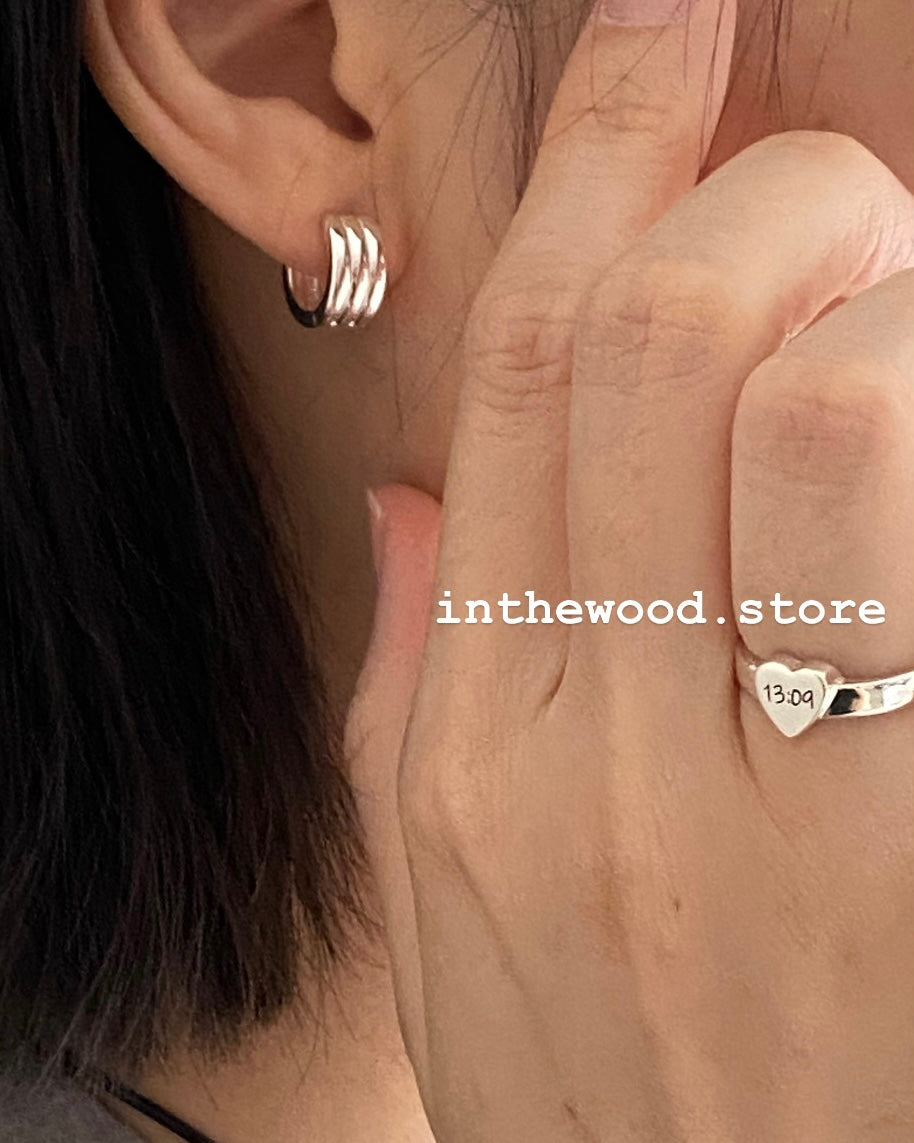[925silver] Mini Layer One Touch Earrings