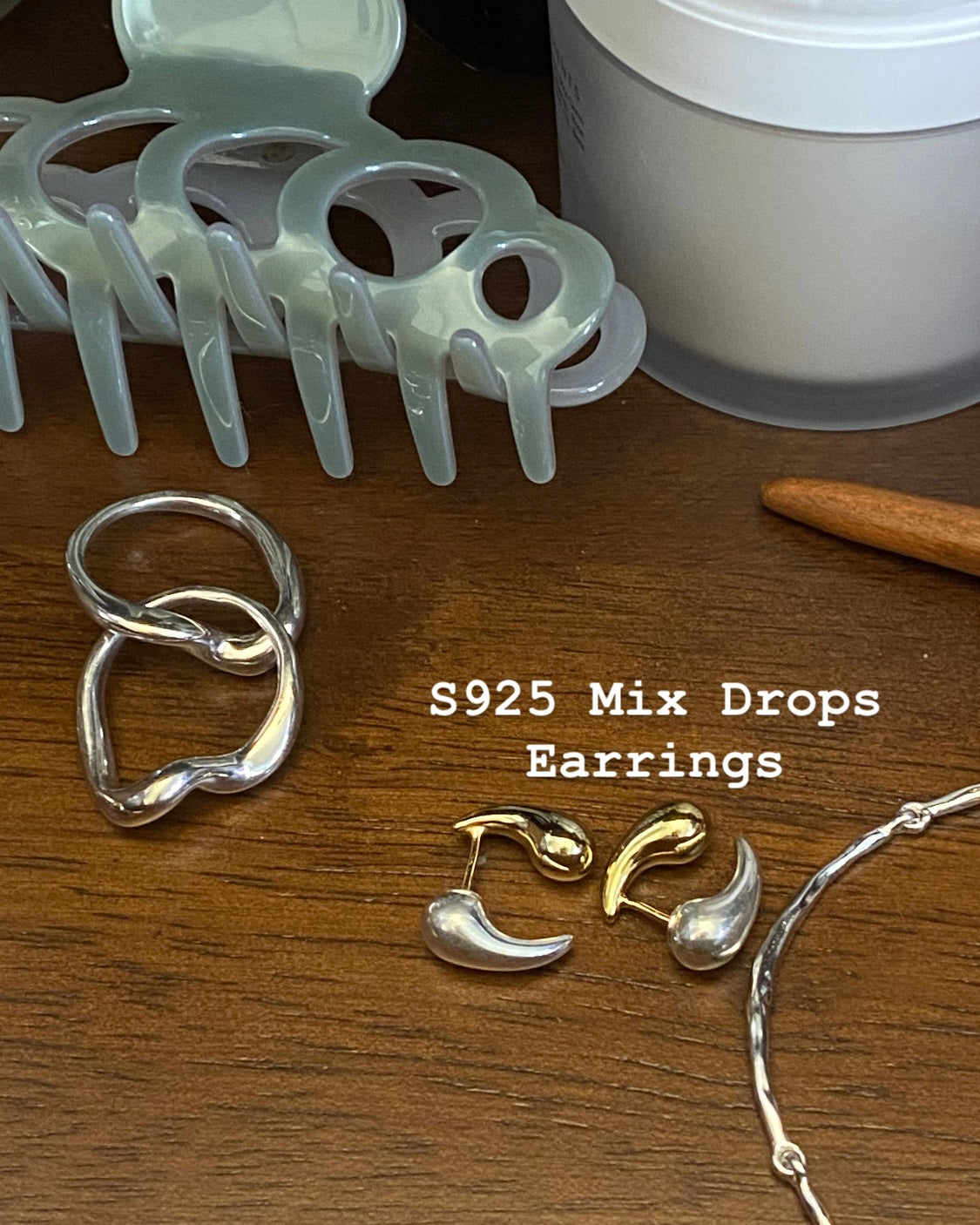 [925silver] Mix Drops Earrings