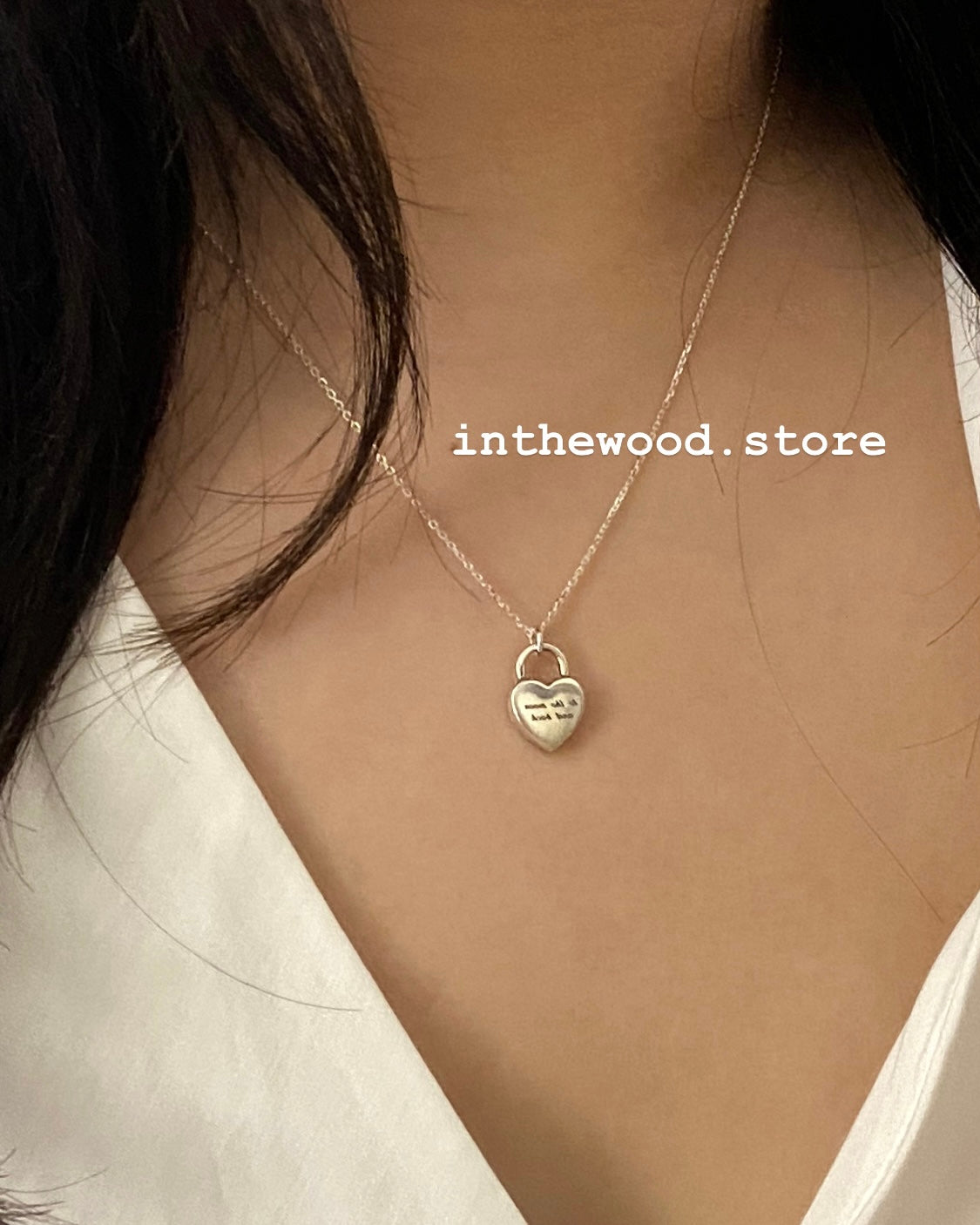 [925silver] Custom Engraved LOVE Lock Letter Necklace