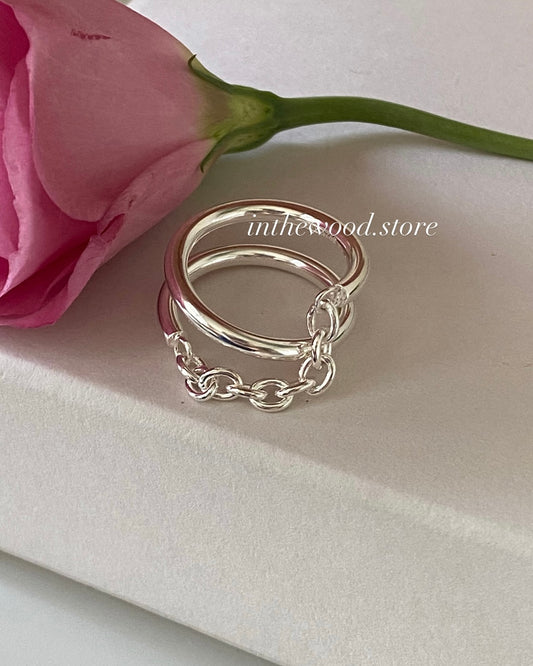 [925silver] Layer Chain Ring