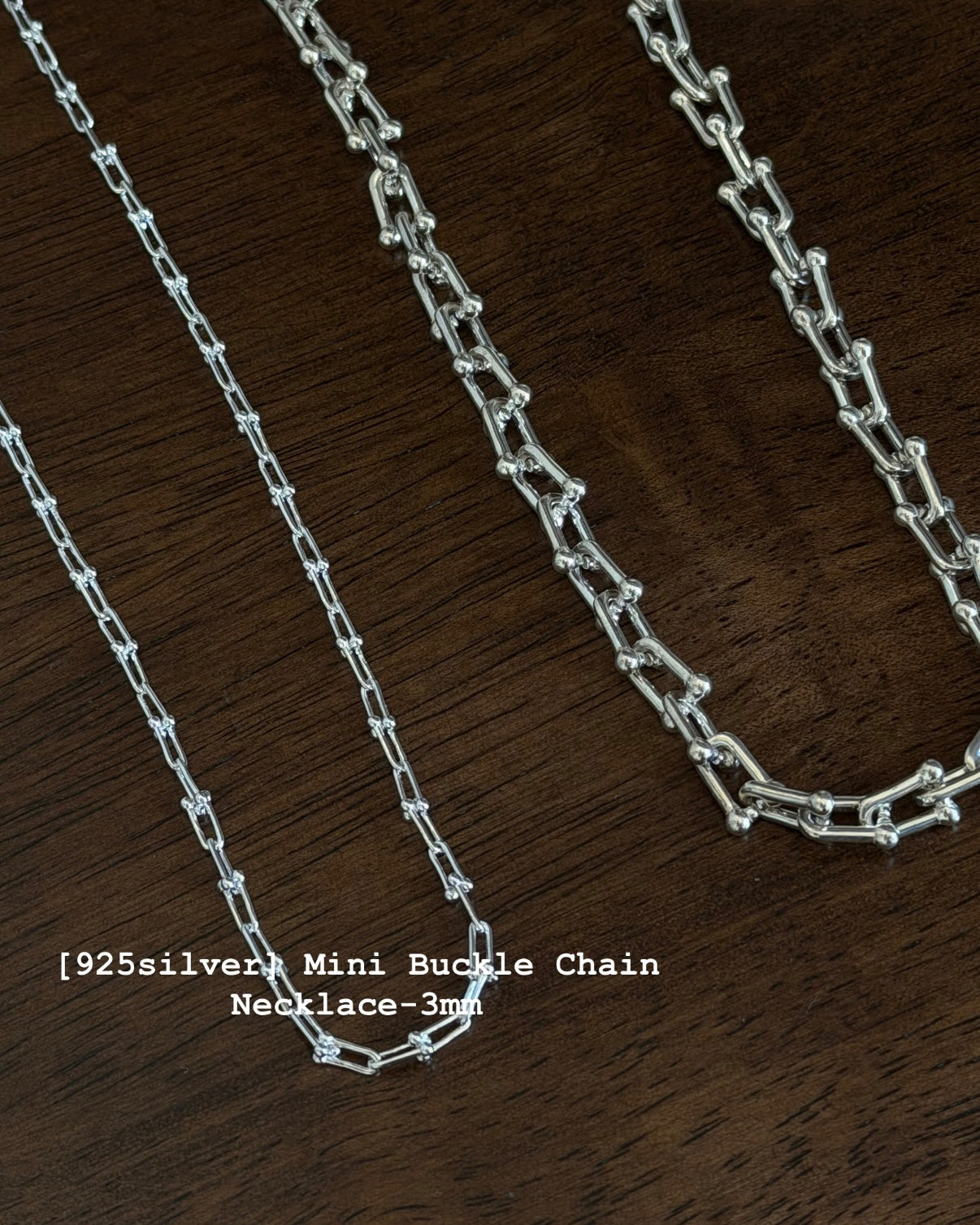 [925silver] Mini Buckle Chain Necklace-3mm