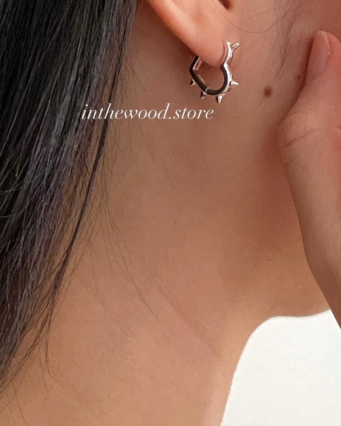 [925silver] Punk Heart One Touch Earrings