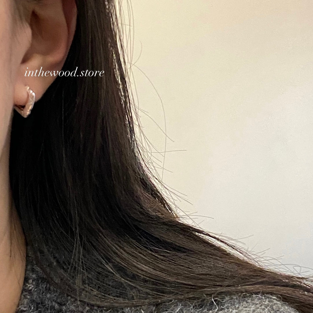 [925silver] Square Lozenges One Touch Earrings