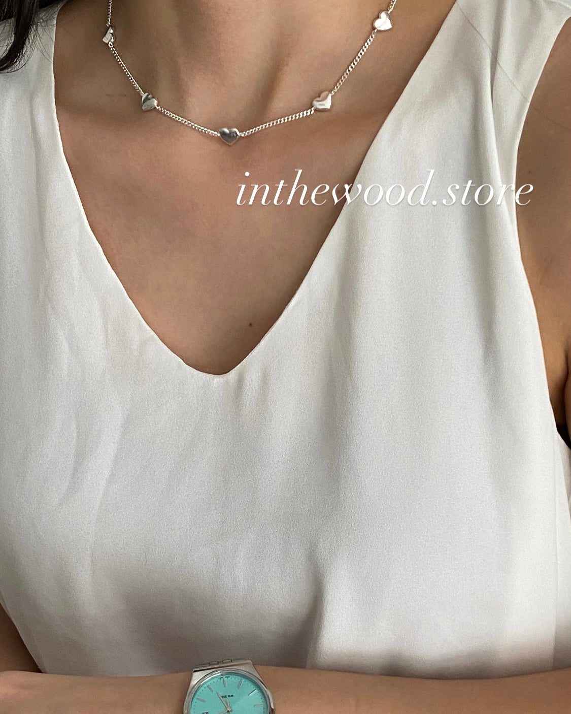 [925silver] Bold Link Heart Necklace