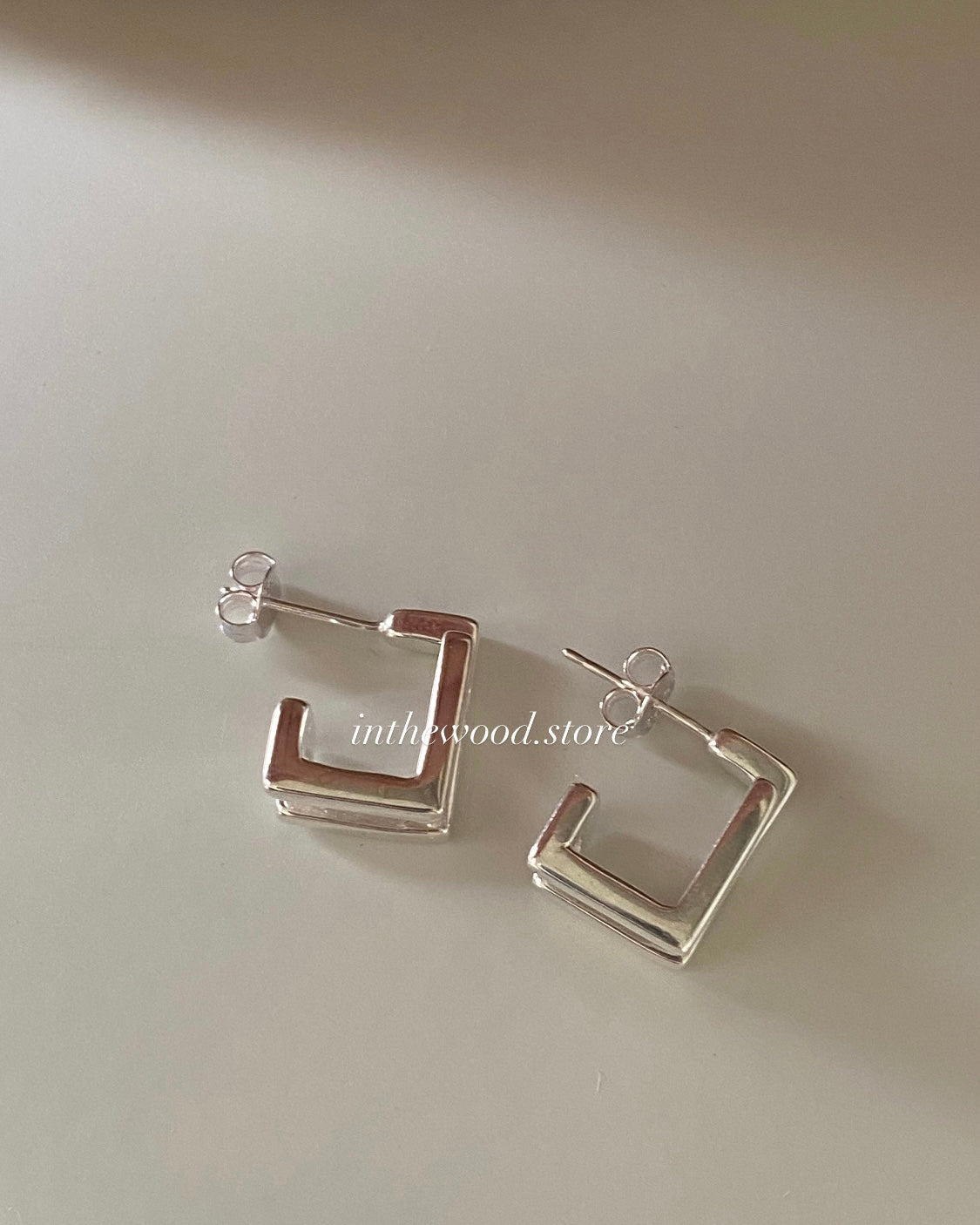 [925silver] Square Layer Earrings