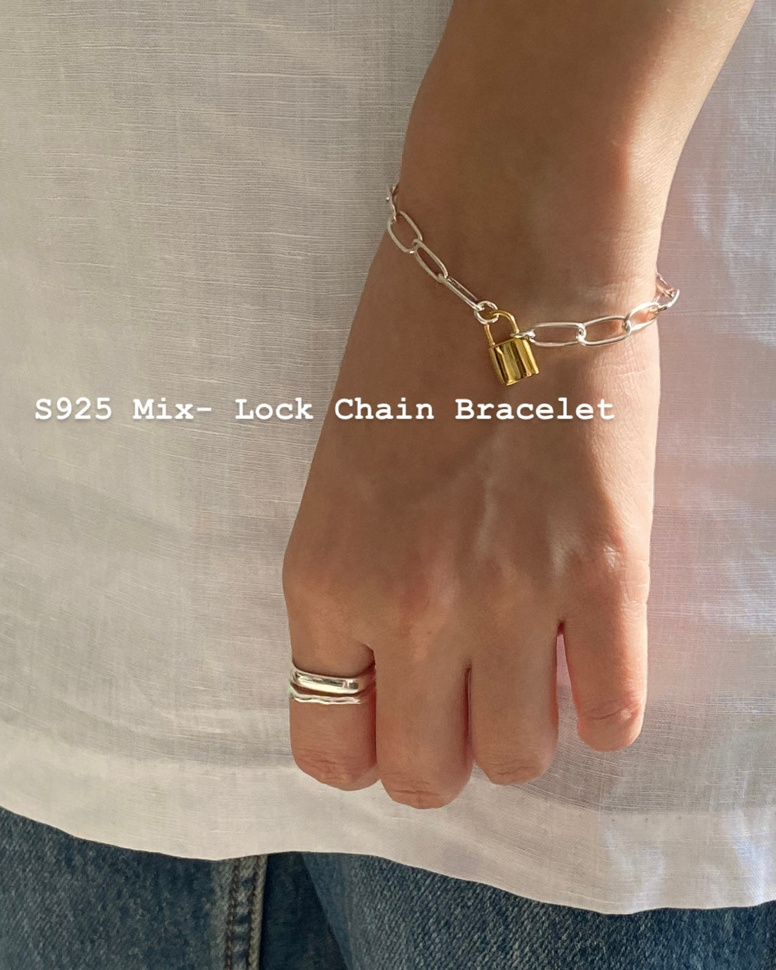 [925silver] Mix-Lock Chain Bracelet