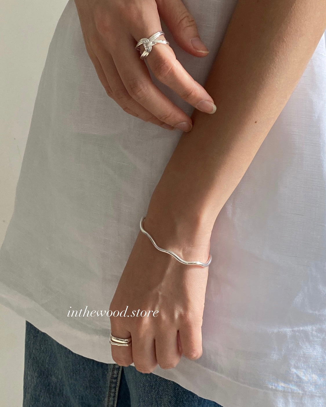 [925silver] Wave Bangle