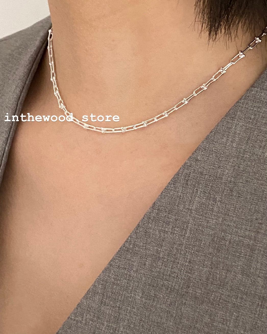 [925silver] Mini Buckle Chain Necklace-3mm