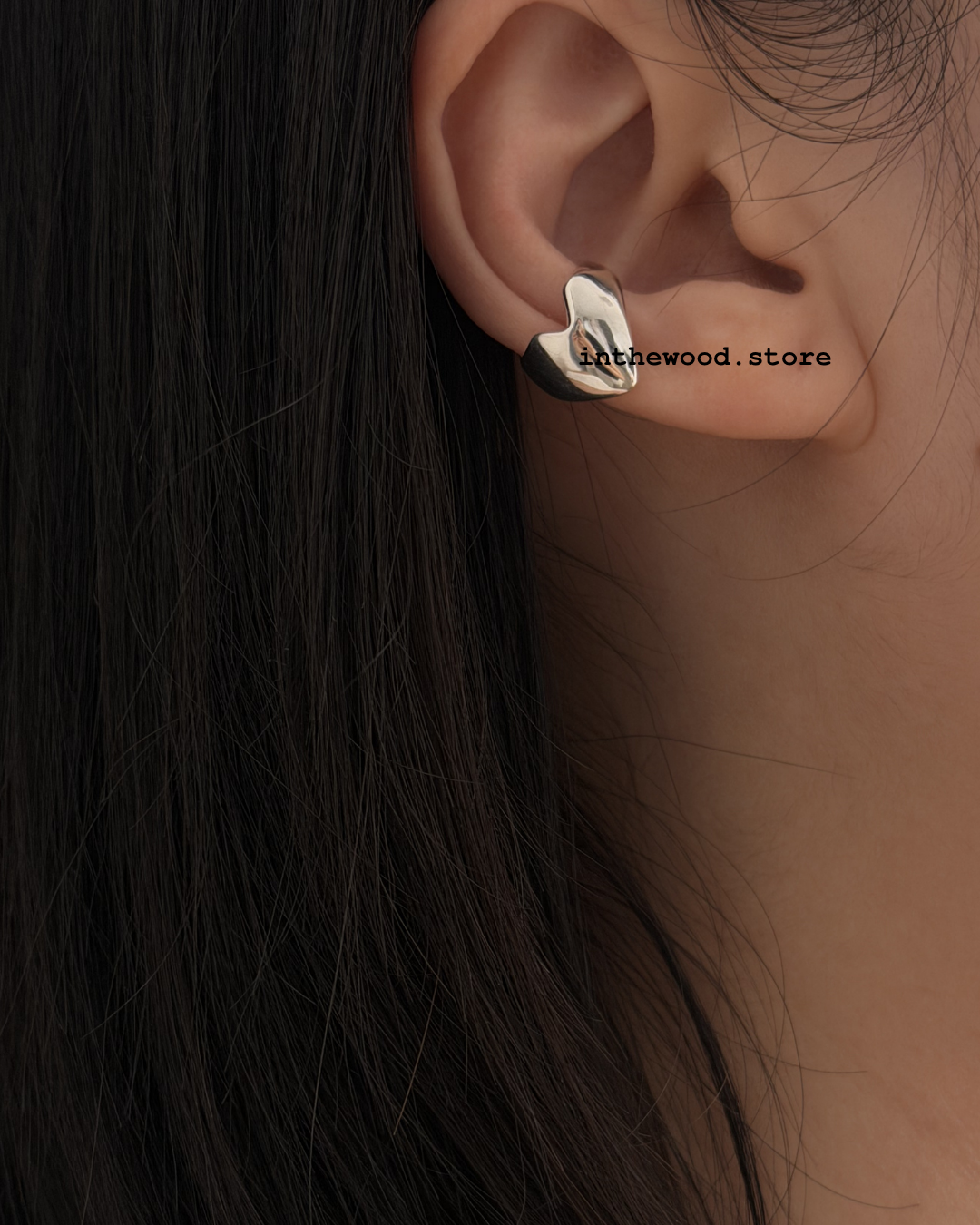 [925silver] Bold Heart Ear Cuff
