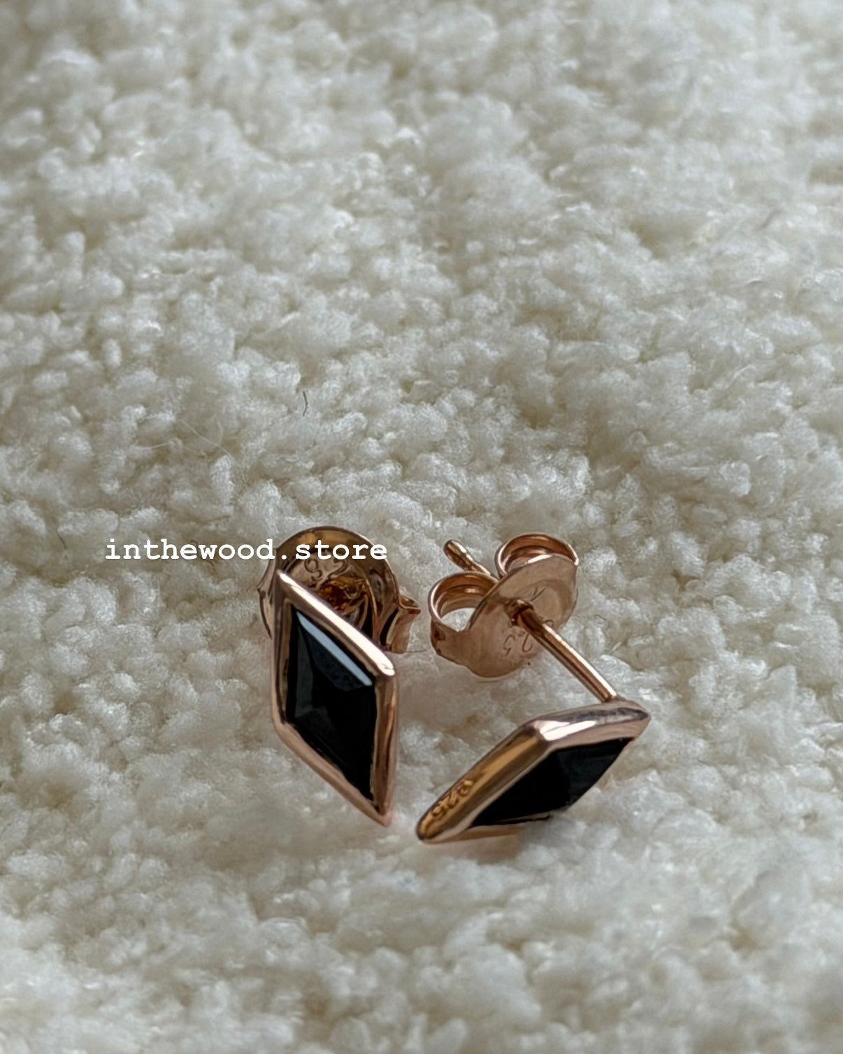 [925silver+Gemstone] Obsidian Earrings