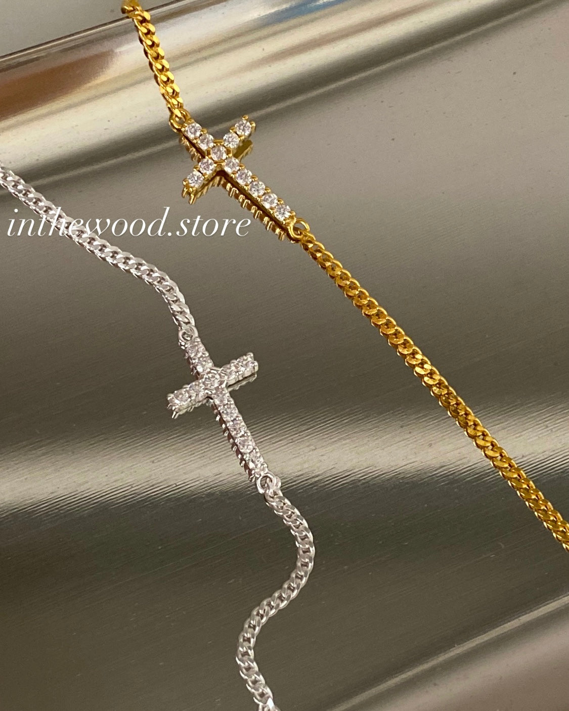 [925silver] Bling Cross Necklace