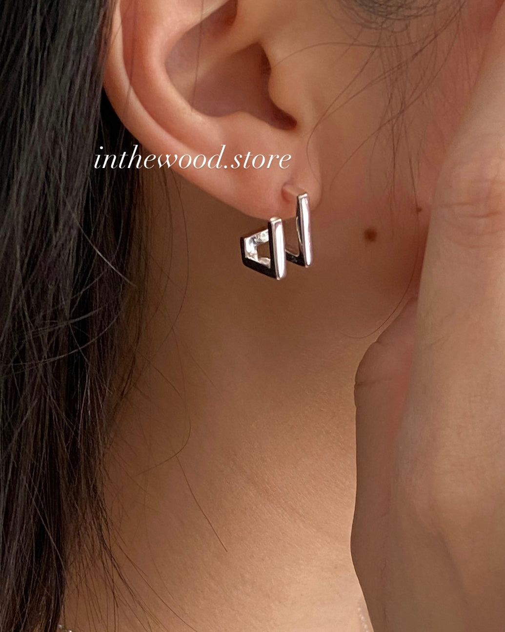 [925silver] Square Layer Earrings