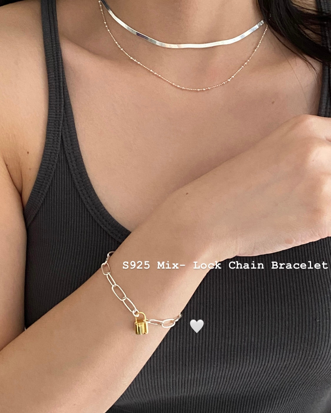 [925silver] Mix-Lock Chain Bracelet