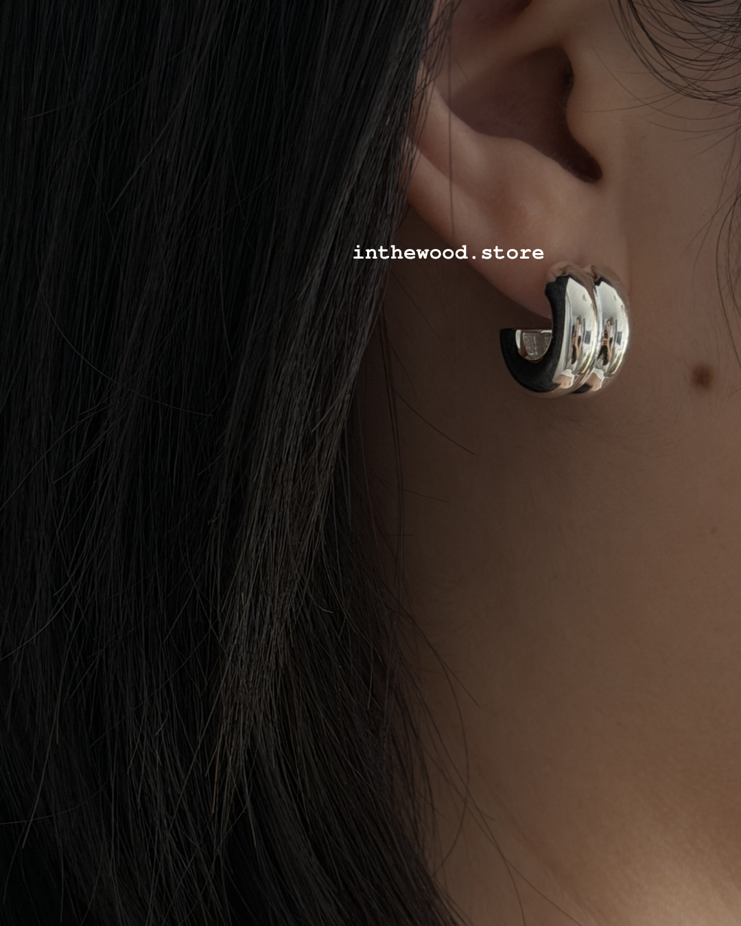 [925silver] Puffy Hoop Earrings