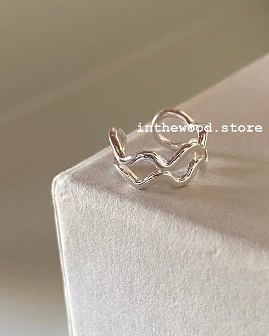 [925silver] Layer Wave Ear Cuff