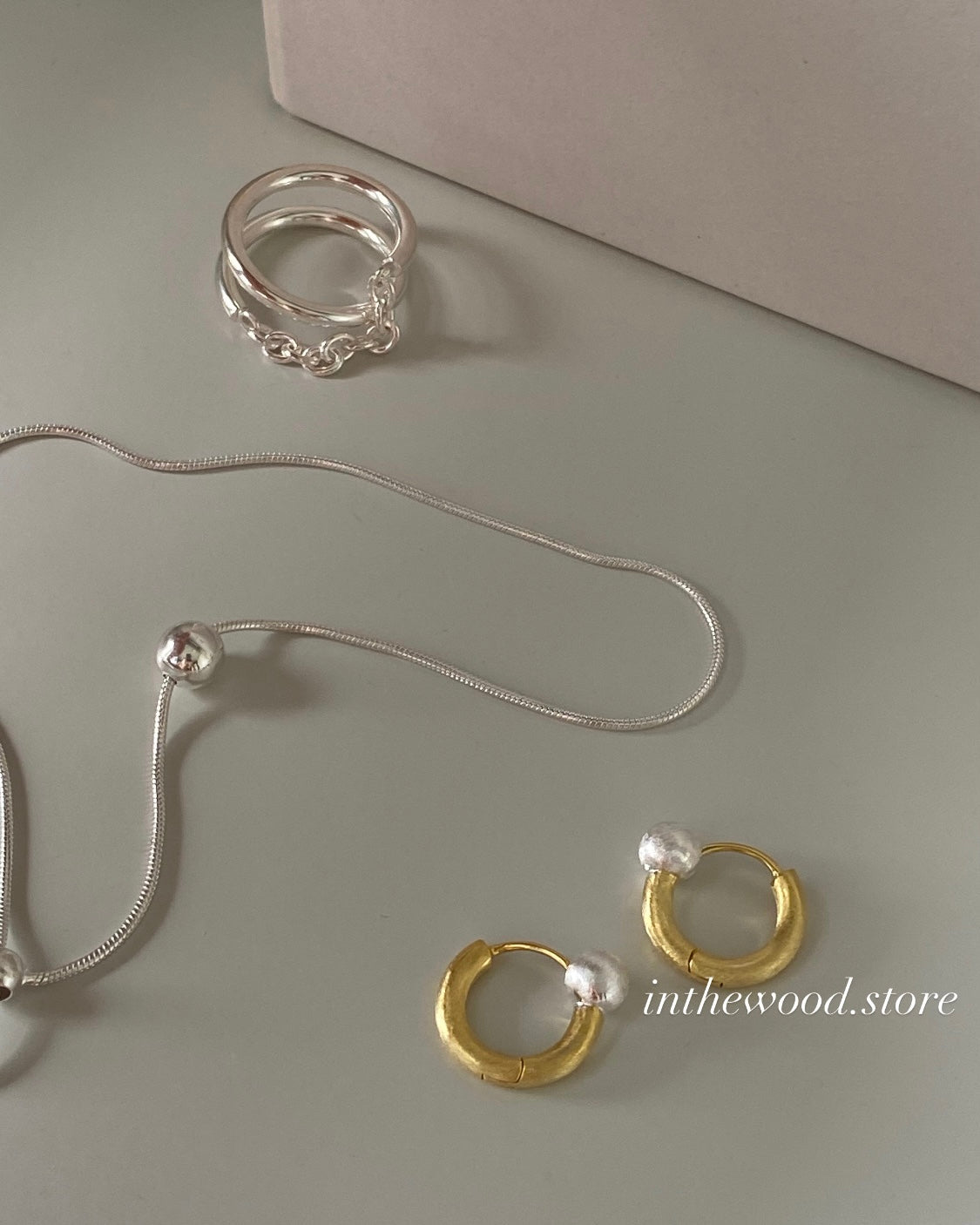 [925silver] Mix Ball One Touch Earrings