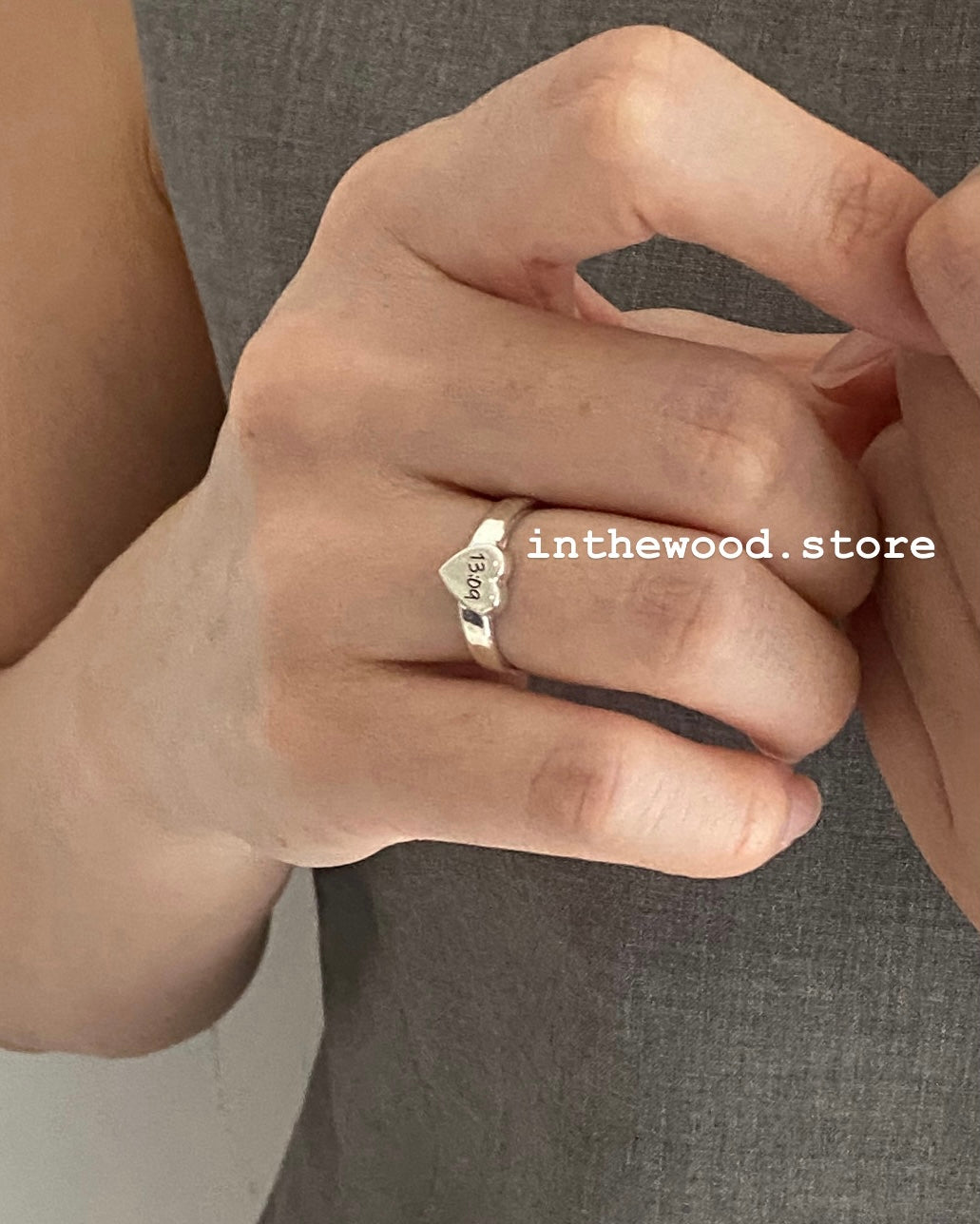 [Handmade 925silver] Craft Letter Heart Ring