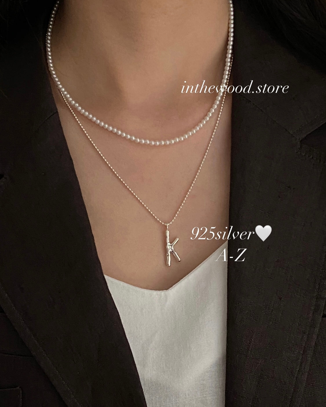 [Handmade 925silver] Raw Initial Necklace