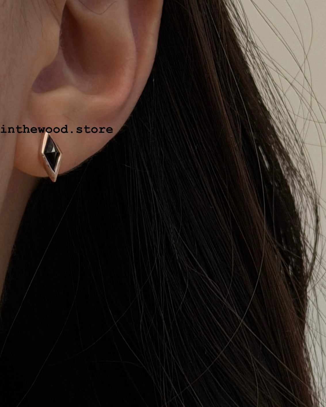 [925silver+Gemstone] Obsidian Earrings
