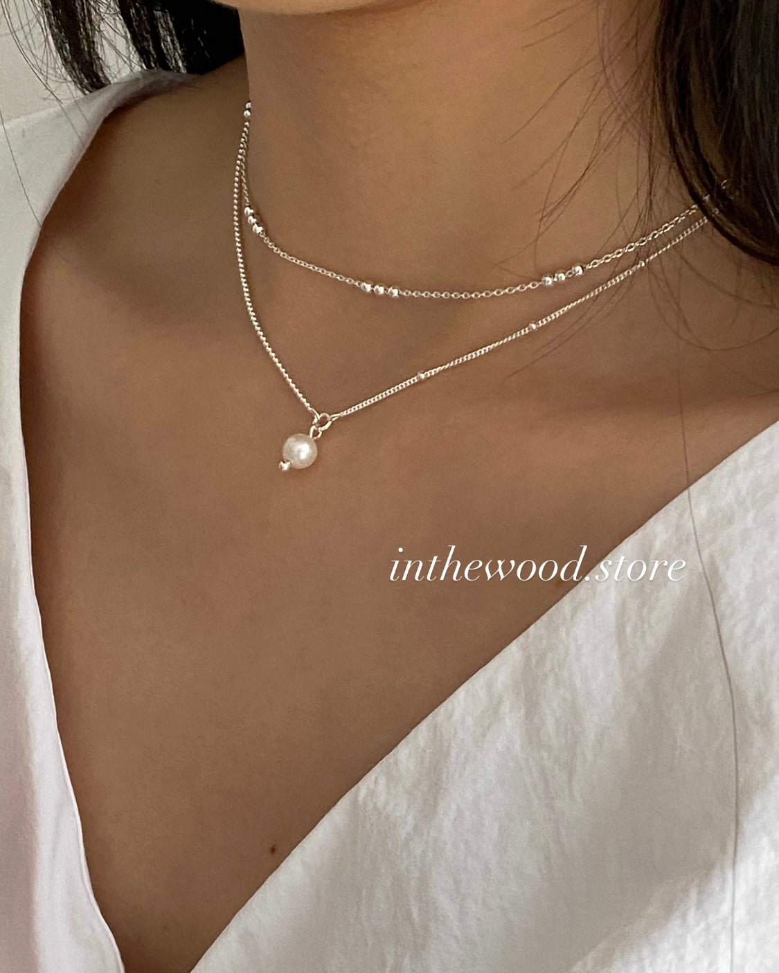 [925silver] Daisy Pearl Necklace